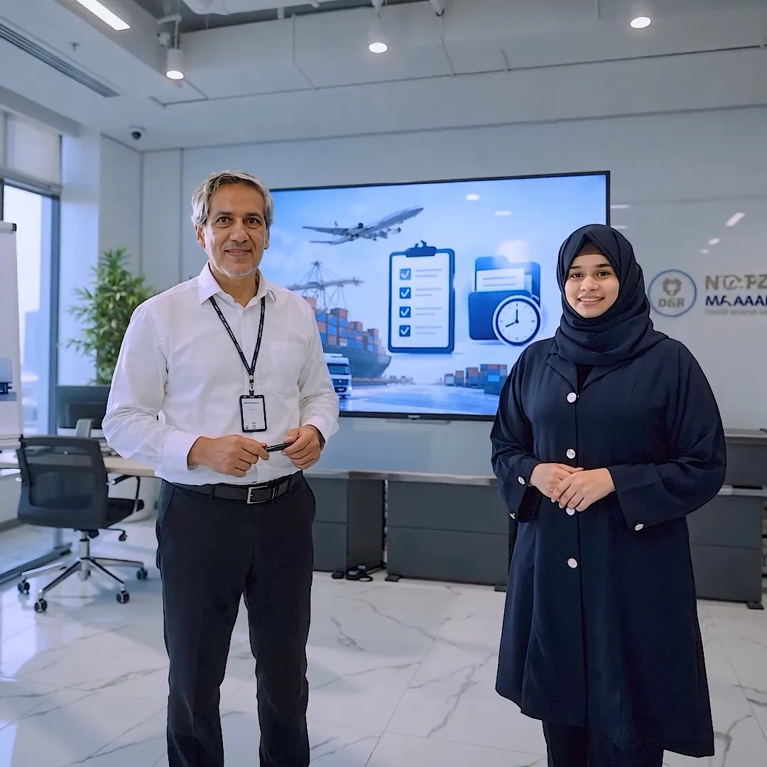 DGR Aviation trainers in a dangerous goods training room in Dubai