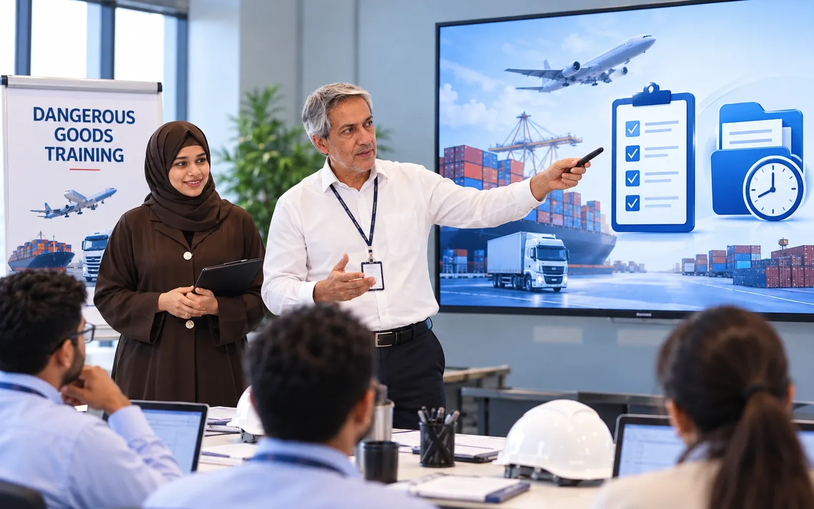 DGR Aviation trainers presenting a dangerous goods class in Dubai